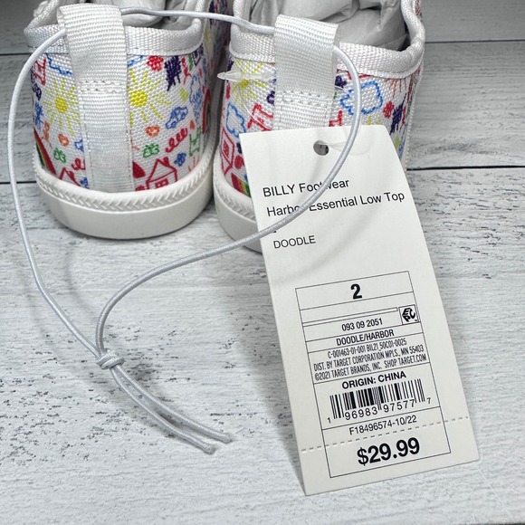 Billy Kids Doodle Low Top Rainbow Dream Canvas Sneakers Sz 2 Zip Unisex - Picture 5 of 10